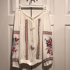 Embroidered off the shoulder top